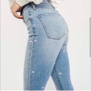 Abercrombie & Fitch Simone High Rise Ankle Jean with Floral Embroidery